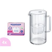 Aquaphor Glass filtrační skleněná konvice bílá 2,5 l + 4 ks filtru Aquaphor Maxfor+ Mg